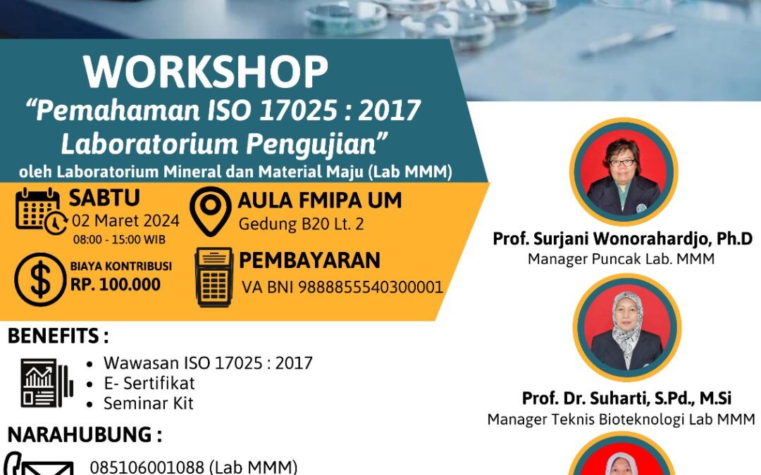 Workshop Pemahaman ISO 17025 : 2017 Labolatorium Pengujian