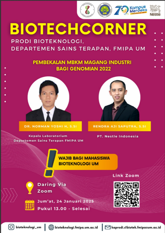Pembekalan Persiapan Magang Industri: Meningkatkan Profesionalisme Mahasiswa Bioteknologi Dalam Mendukung SDGs 4, 8, dan 9